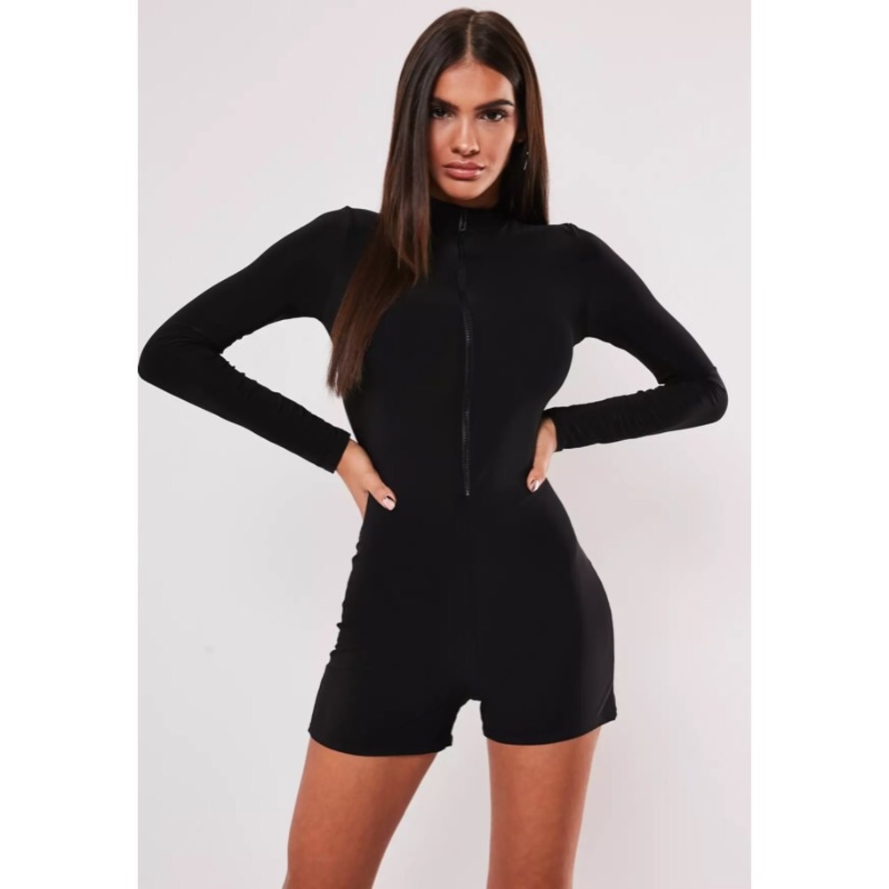 Missguided Black Long Sleeve Unitard
